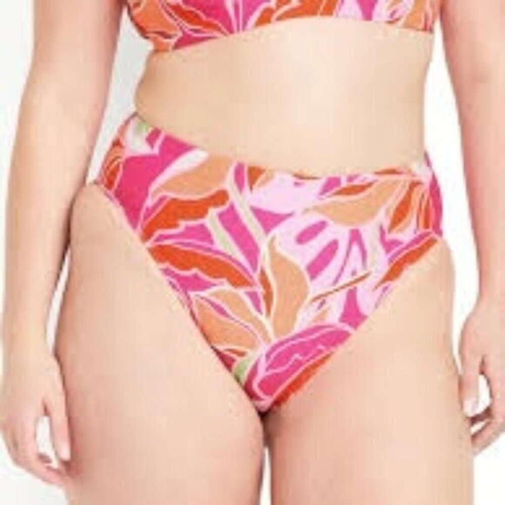 Old Navy High-Waisted Bikini Swim Bottoms in Tropical Pink Floral Size 3X NWT